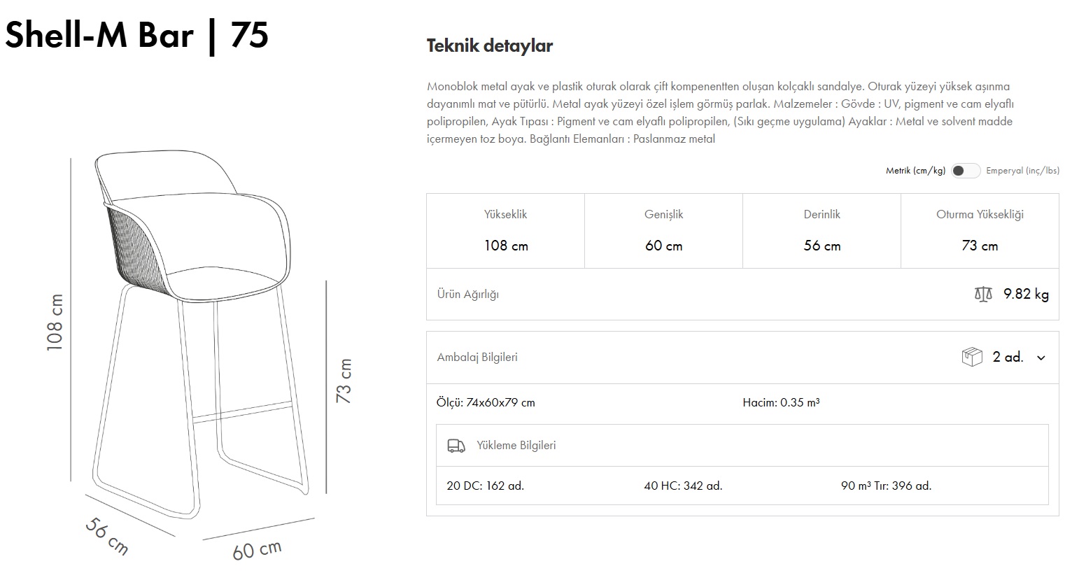 Shell-M Bar Koltuk 75